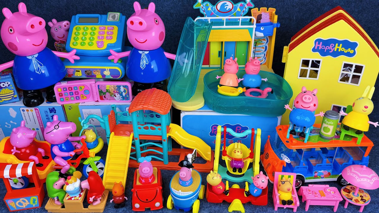 13 Minutes Satisfying with Unboxing Peppa Pig Water Park Swimming Pool Playset ASMR | Review Toys