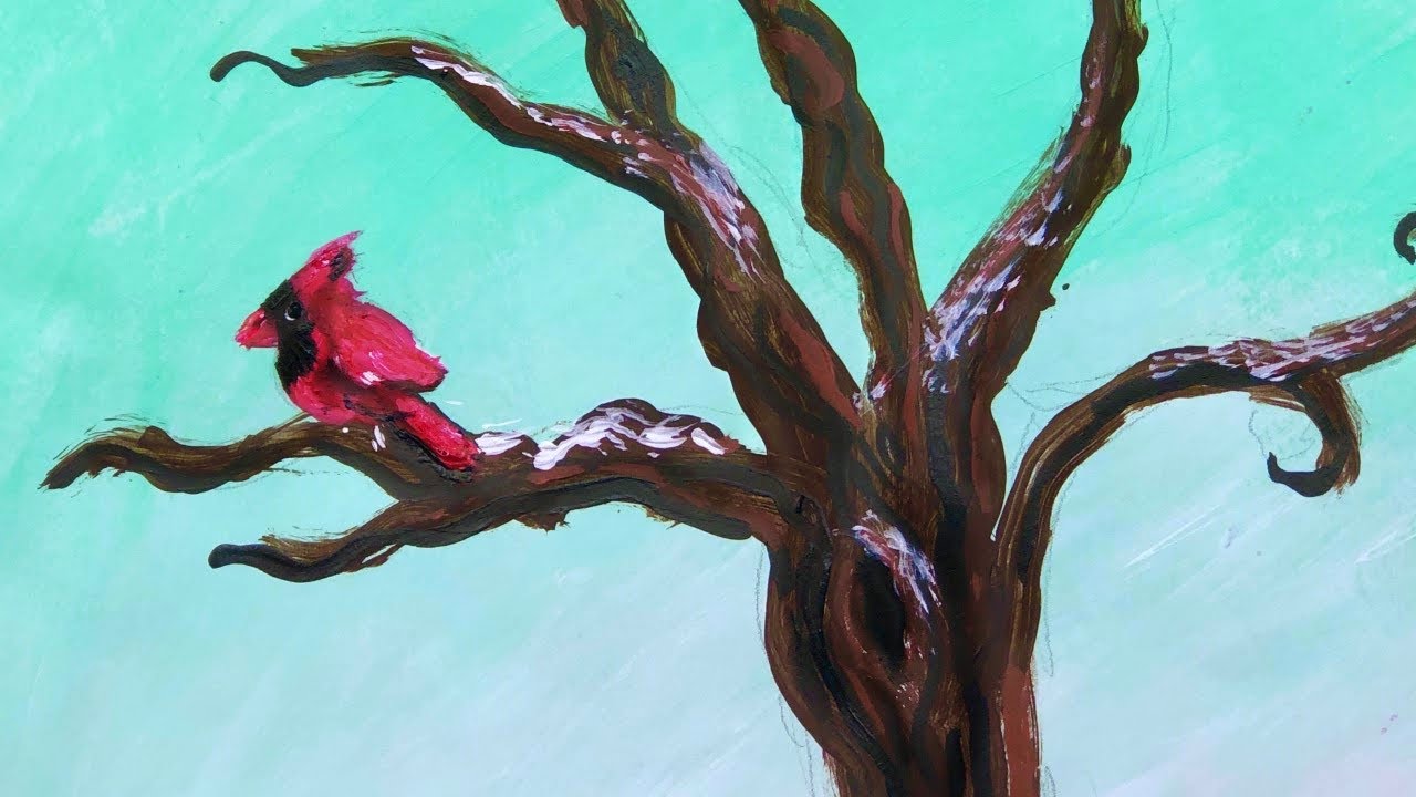 How to Paint a Winter Cardinal 🐦 Step by Step!