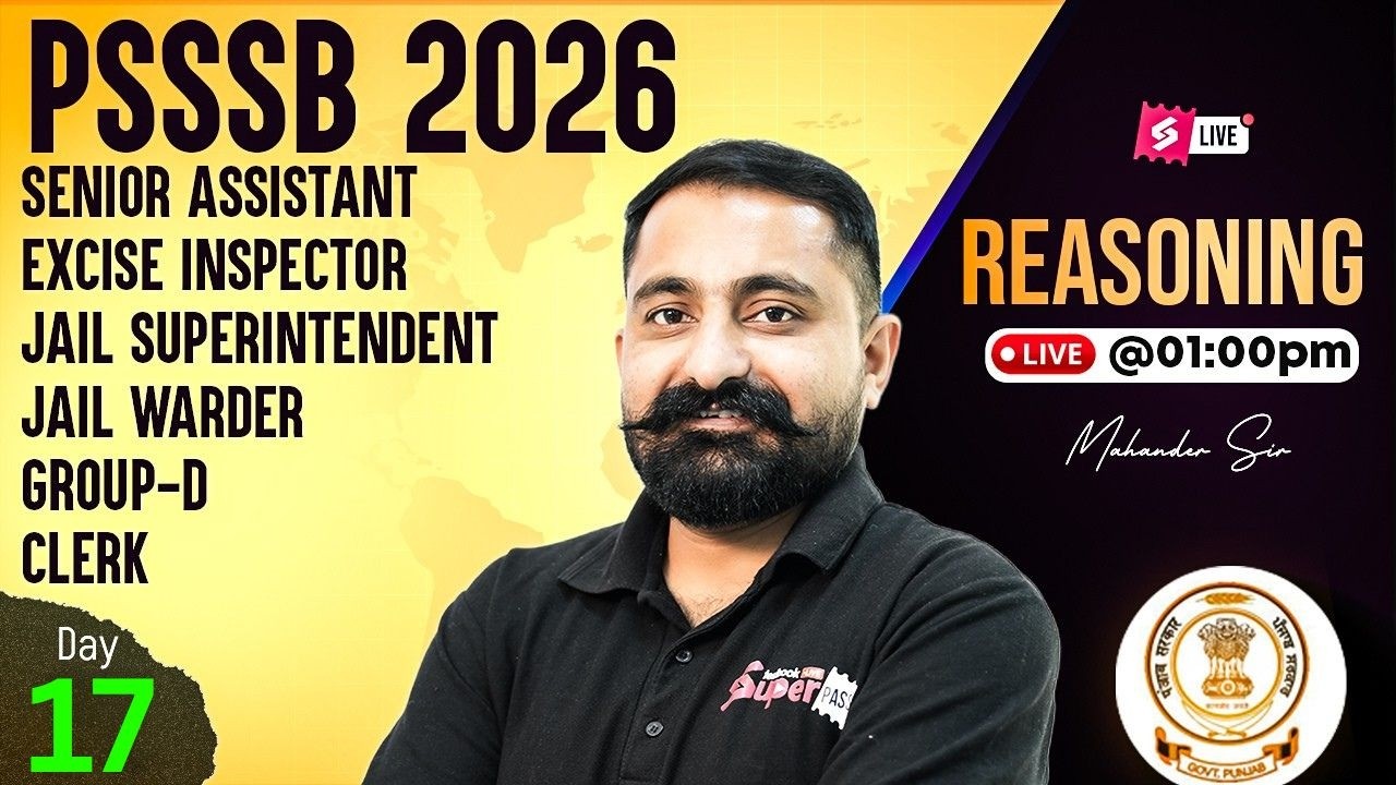 PSSSB Excise Inspector Preparation, Clerk, Group D 2026 | PSSSB Reasoning Class | Mahander Sir