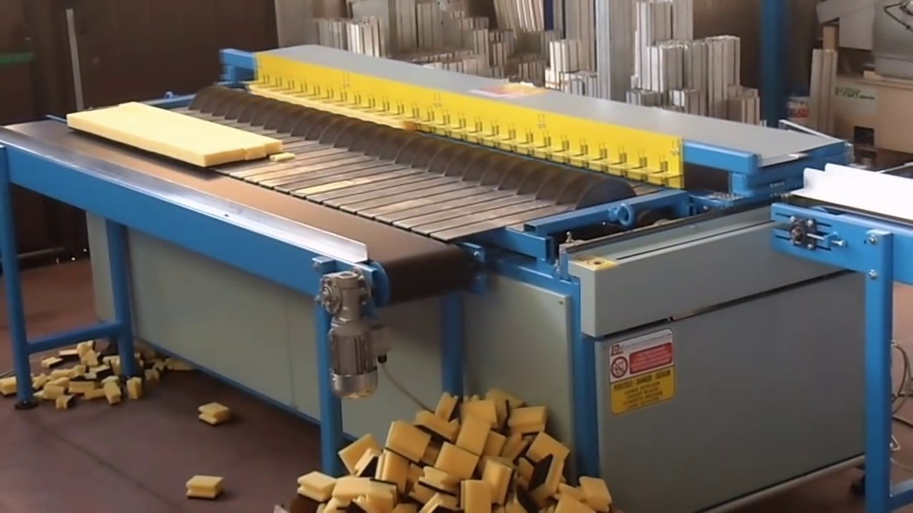 LPS cutting line production of dish washing abrasive sponges - linea produzione spugne abrasive