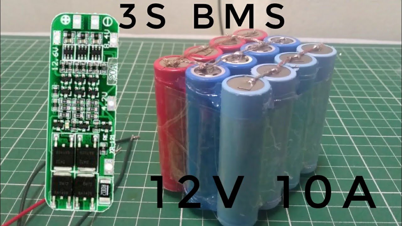 3s 20 amper BMS devresi ile 18650 pillerden 12 volt 10 amper batarya yapımı / 3s 4p batarya