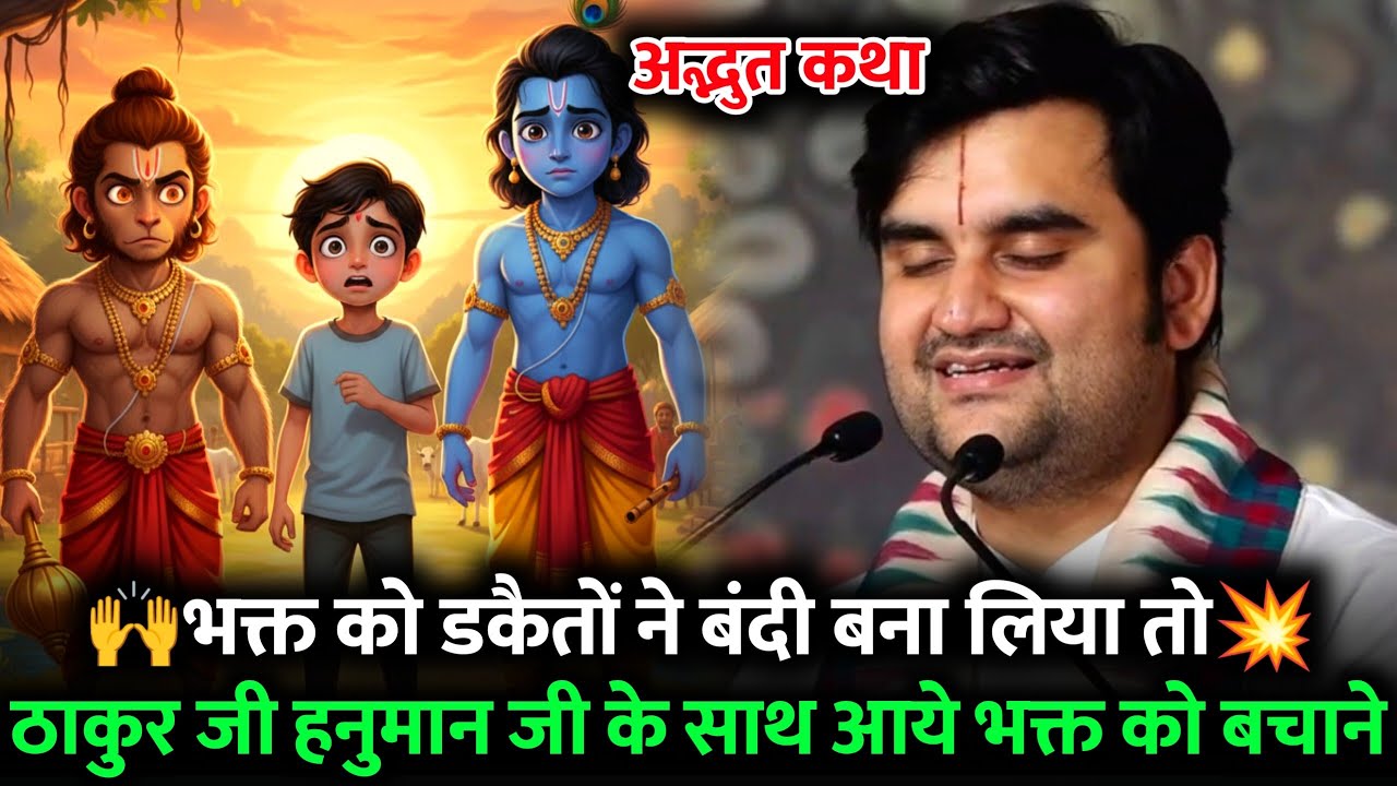 💥🙇‍♂️ठाकुर जी हनुमान जी🌿 के साथ आये भक्त को🙌 बचाने  | Indresh Ji Maharaj