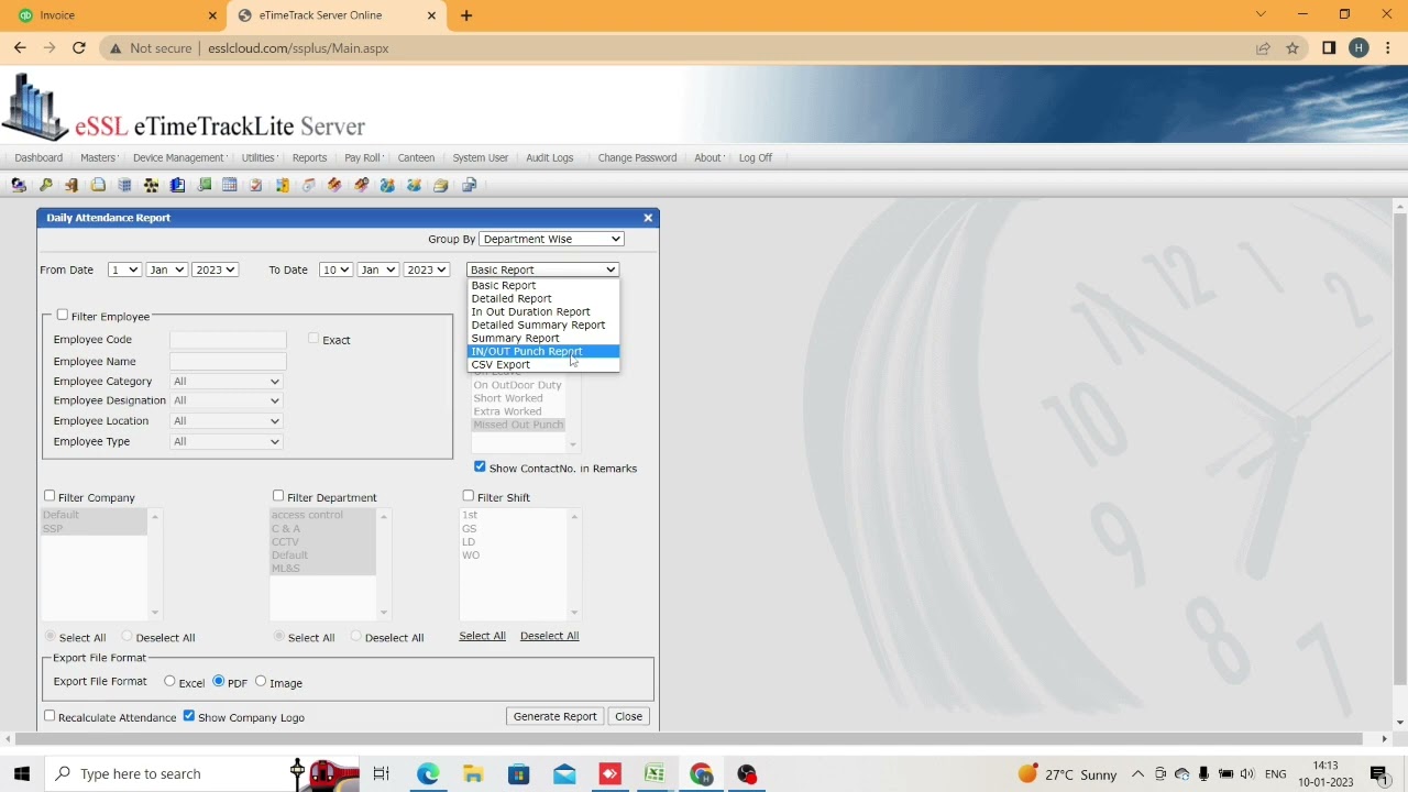 How to generate eSSL Attendance report