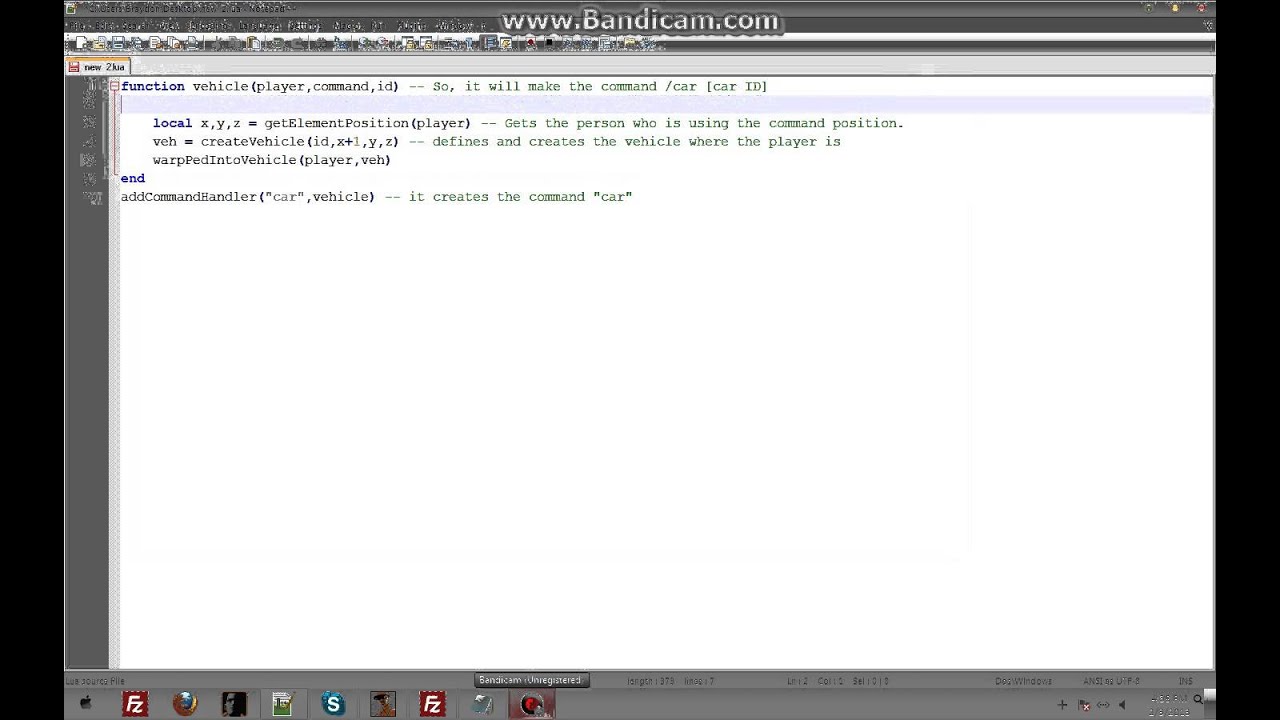 Create a basic vehicle command in MTA:SA