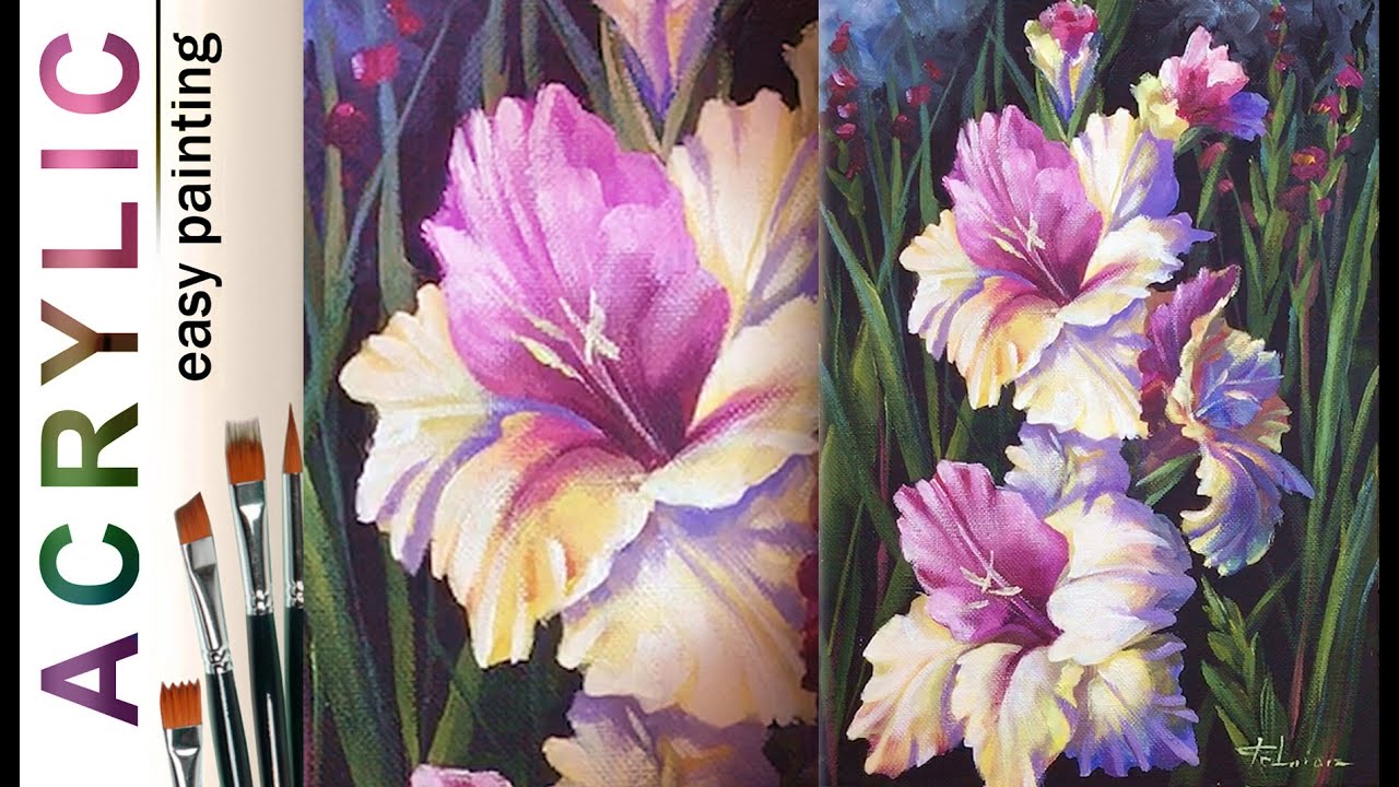Gladiolus. How to paint flowers 🎨ACRYLIC Tutorial DEMO