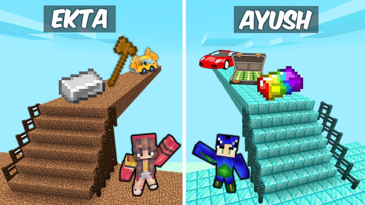 Ekta NOOB vs Ayush PRO Bridge Survival Battle MINECRAFT (Hindi) 😱