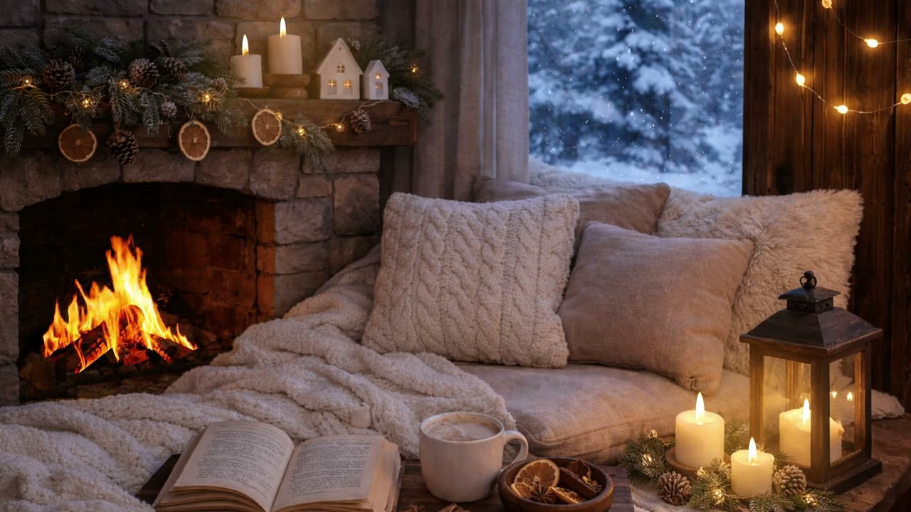 A Quiet Winter Evening by the Fireplace ❄️ Cozy Cabin Ambience