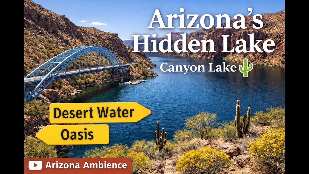Hidden Arizona Desert Lake 🌵 Canyon Bridge Over Calm Blue Water | Ambience