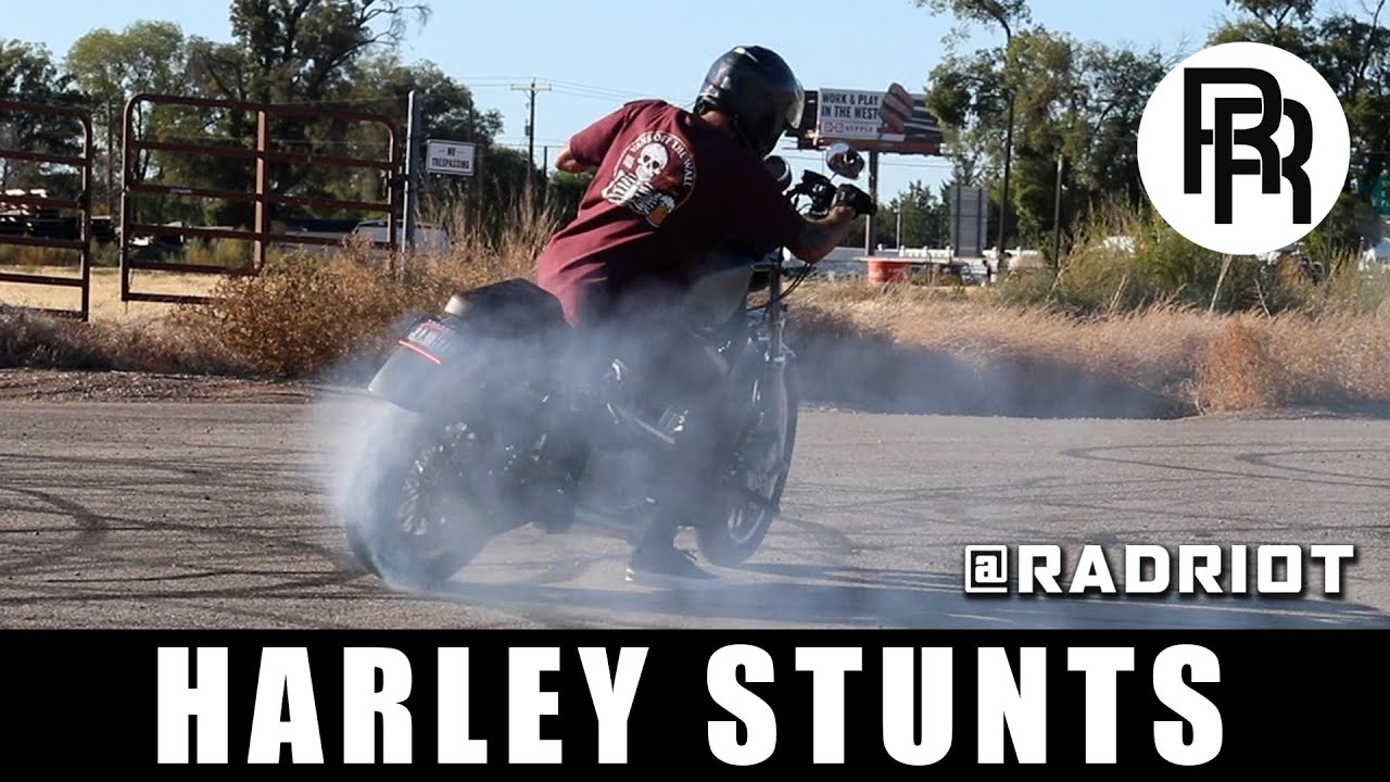 Harley stunt practice. Dift high side, Burnouts, Donuts. EP.2