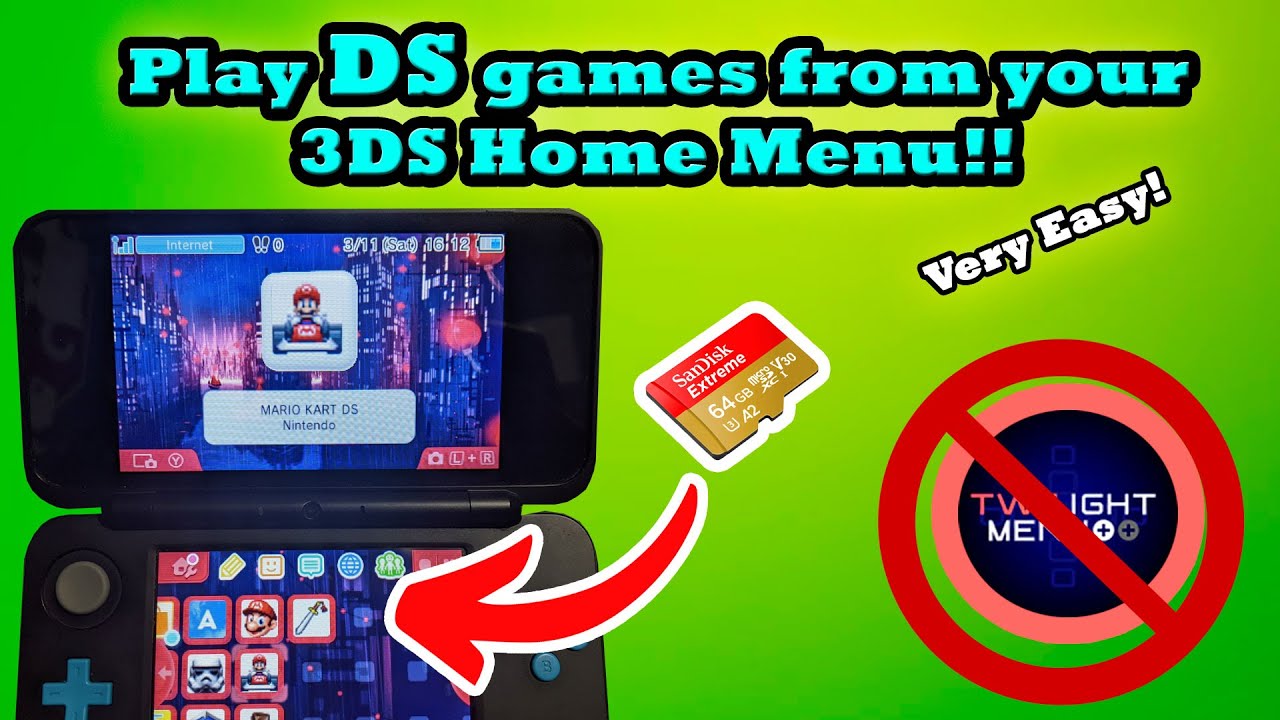 Запускайте загруженные игры для DS прямо в меню 3DS! (Без Twilight) Работает в 2026 году.