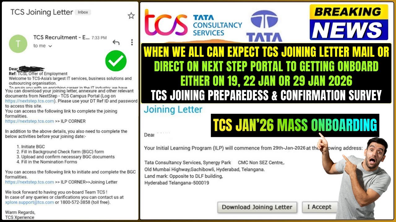 🔥TCS EXTACT DATE & TIME TO RELEASE JOINING LETTER MAIL OR DIRECT GENERATE TCS JL ON NEXT STEP PORTAL