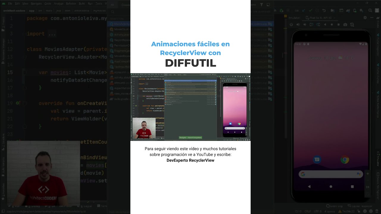 🟡 Animaciones f&aacute;ciles en RecyclerView con DiffUtil