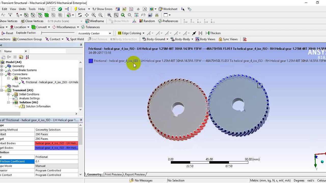 analysis on helical gear in transient structural analysis
