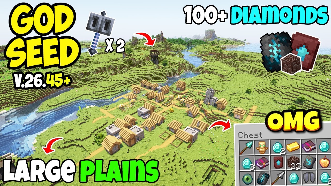 🔥Ultimate (God Seed) For Minecraft 26.45+ Bedrock & PE | Large Plain Seed+Sulfur Cave+Dappled Forest
