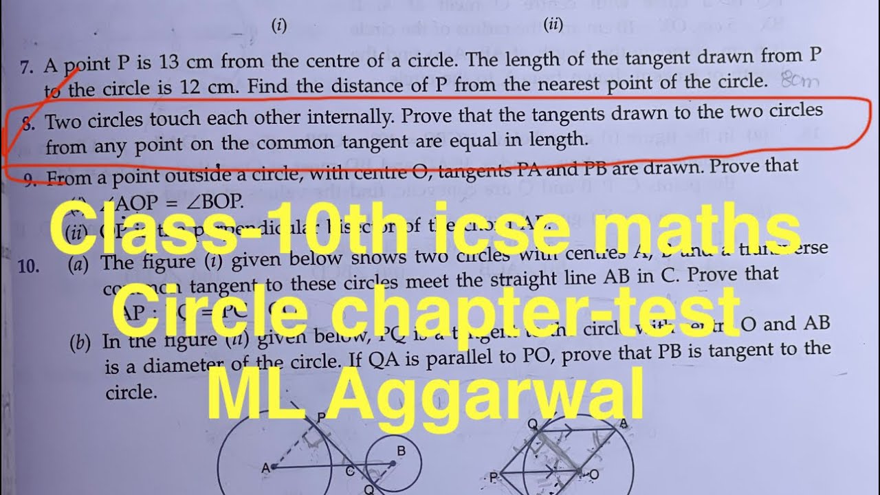 Class-10th #icse #maths #circle chapter-test | Two circles touch each other internally. Prove that 
