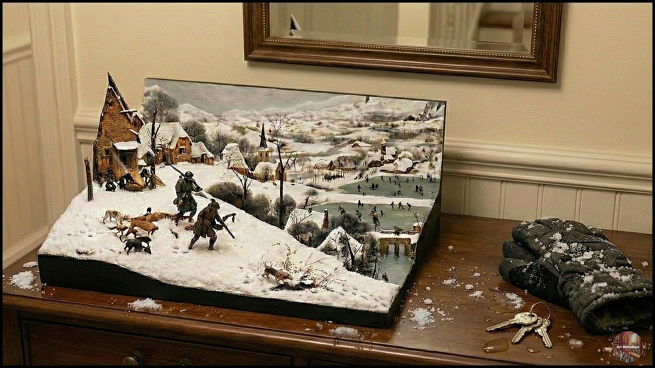 The Hunters in the Snow ❄️ Bruegel’s Winter Masterpiece in 3D (Visual Serenity)