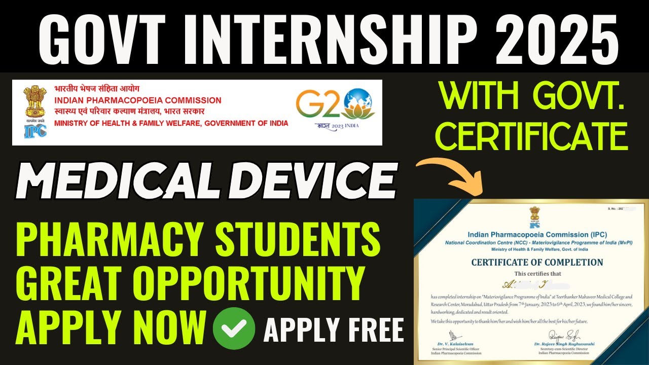 Internship opportunity for Pharma Students | With Certificate | IPC MVPI | Pharmacy Internship