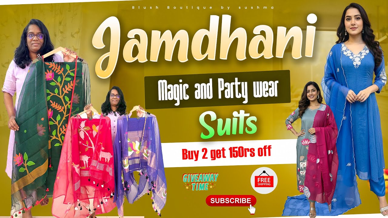 From Tradition to Trend | Jamdhani dress materials and party wear suits👗👗 |  Free shipping 