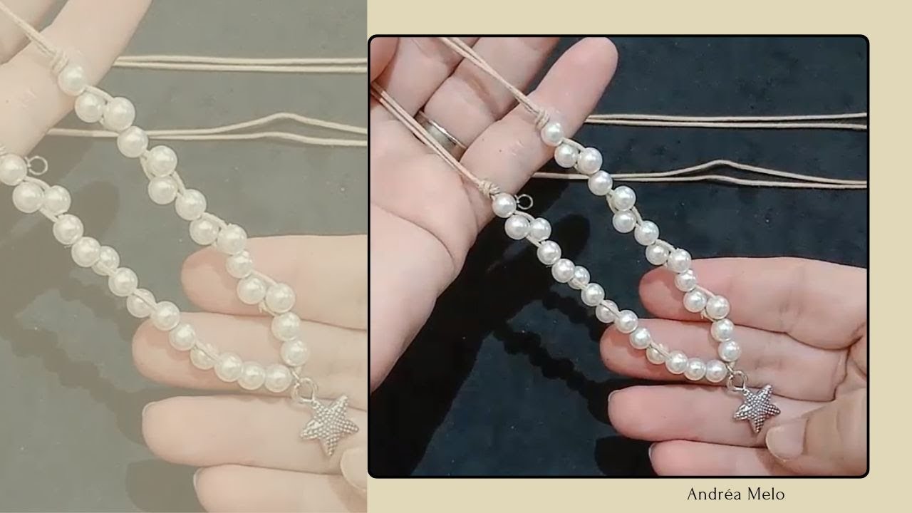 COLAR CORDÃO ENCERADO DE ALGODÃO COM PÉROLAS | COLAR