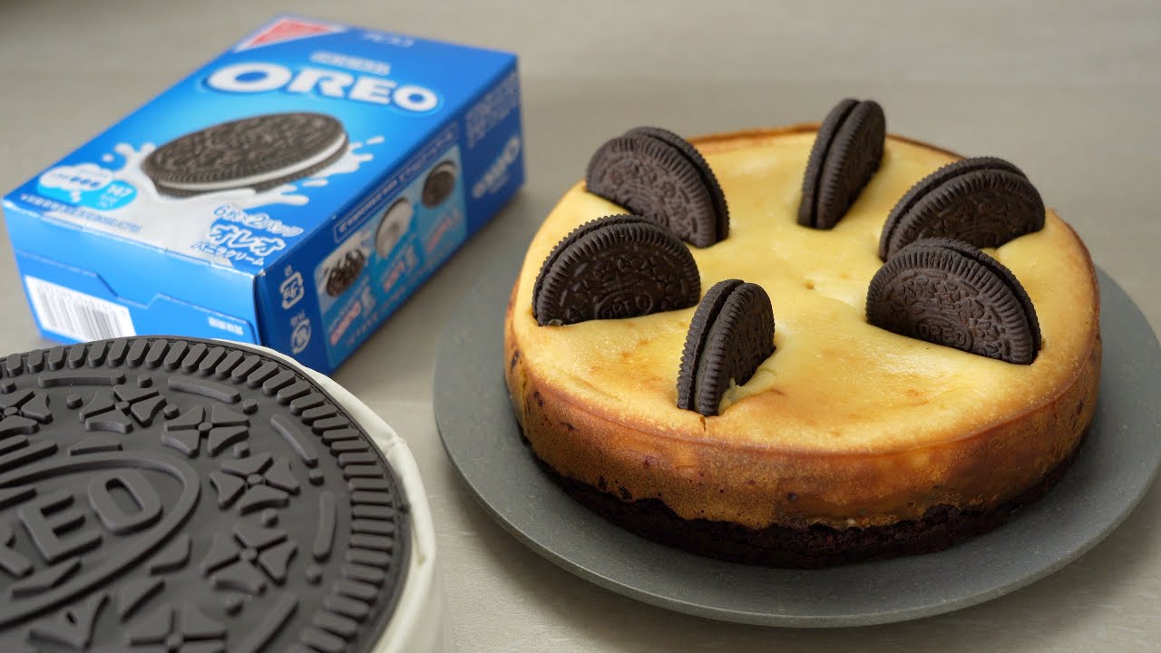 Oreo Cake with standing Oreos オレオが立ってるオレオ2層ケーキ
