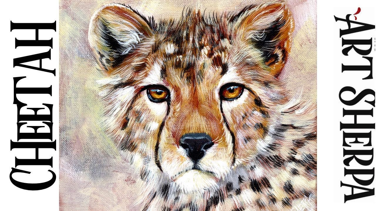 CHEETAH FACE AND EYES Beginners Learn to paint Acrylic Tutorial Step by Step