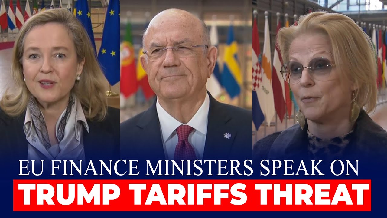 LIVE: EU finance ministers speak on Trump tariffs threat, meeting on Finland & Ukraine | Brussels