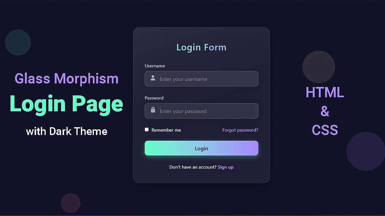 Stunning Glassmorphism Login Form with Dark Theme  HTML & CSS Tutorial 2025 #coding #html #css