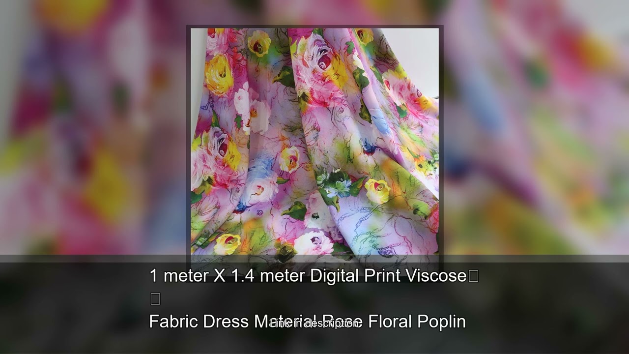 1 meter X 1.4 meter Digital Print Viscose Fabric Dress Material Rose Floral Poplin