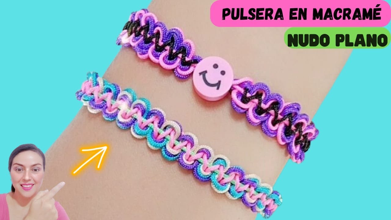 Como Hacer PULSERA en MACRAMÉ/ Nudo Plano./ pulseras de hilo. fácil y rápido 😊