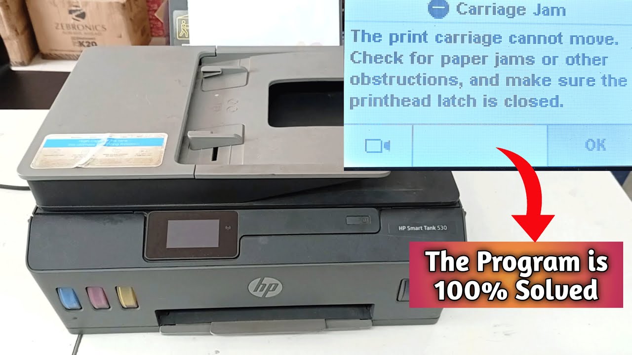 How To Remove Paper Jam in Hp Smart Tank 530 | The Print Carriage Cannot Move Check for paper jams