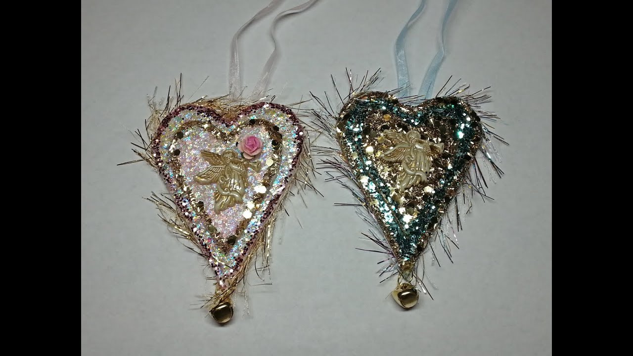 DIY~Gorgeous & Sparkly Angel Heart Vintage Ornaments! With Pattern!