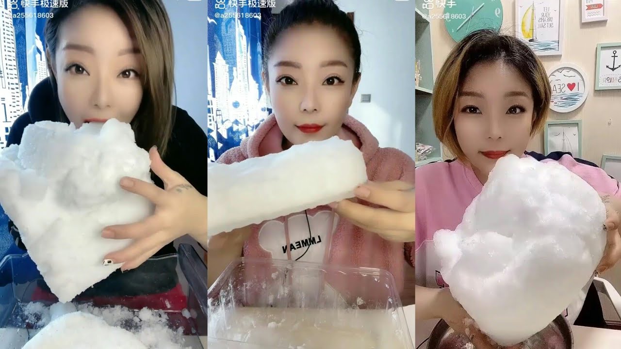 ASMR REFROZEN ICE CHUNK BY IQ #asmr #asmreating #ice #iceeating #kwai #crunchyasmr #whiteice