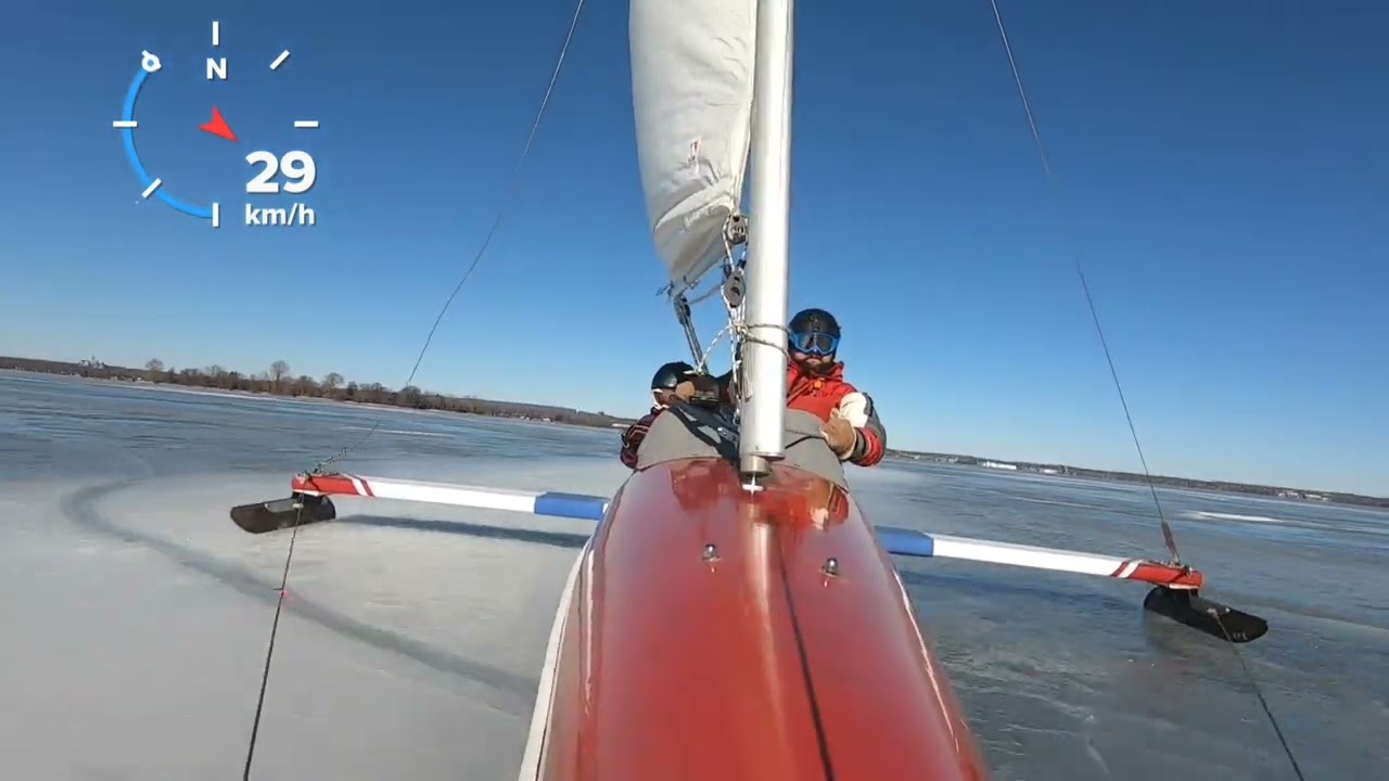 Evelyns first ride on the SR iceboat