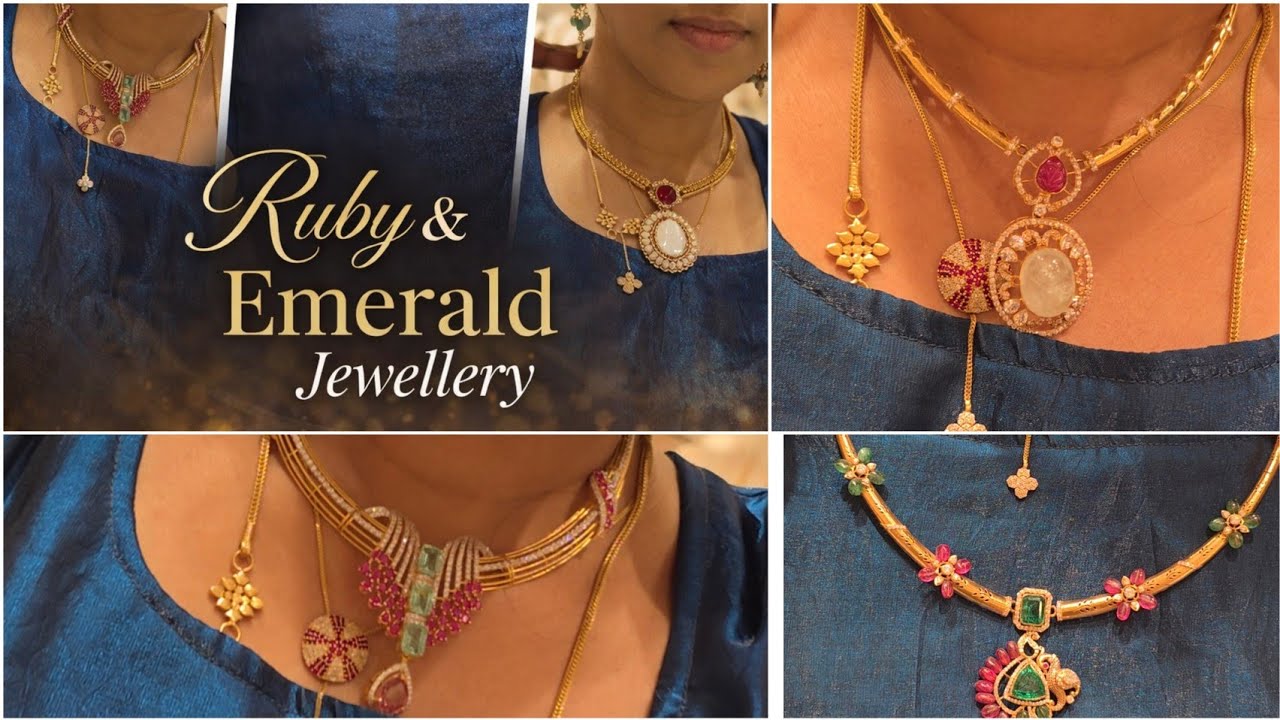 Pothys Swarnamahal 4g To 21gram Ruby Emerald Chains Necklace | Kanti Models New Arrivals Online