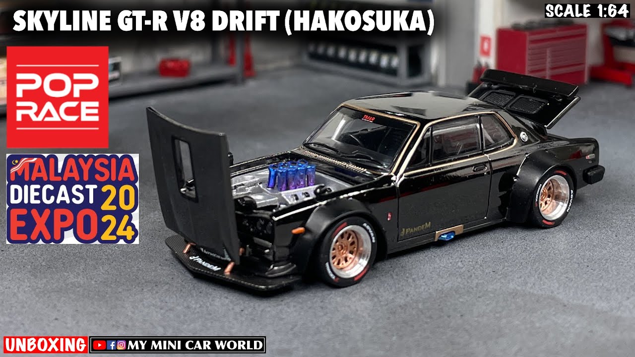 『MY MINI CAR WORLD』UNBOXING POP RACE 1/64 NISSAN SKYLINE GT-R V8 DRIFT (HAKOSUKA) - MDX2024