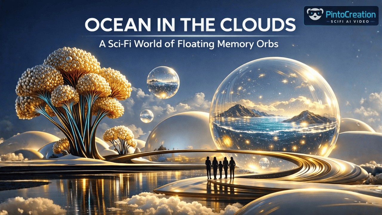 OCEAN IN THE CLOUDS — A Sci-Fi World of Floating Memory Orbs (Midjourney V7 Visual Lore)