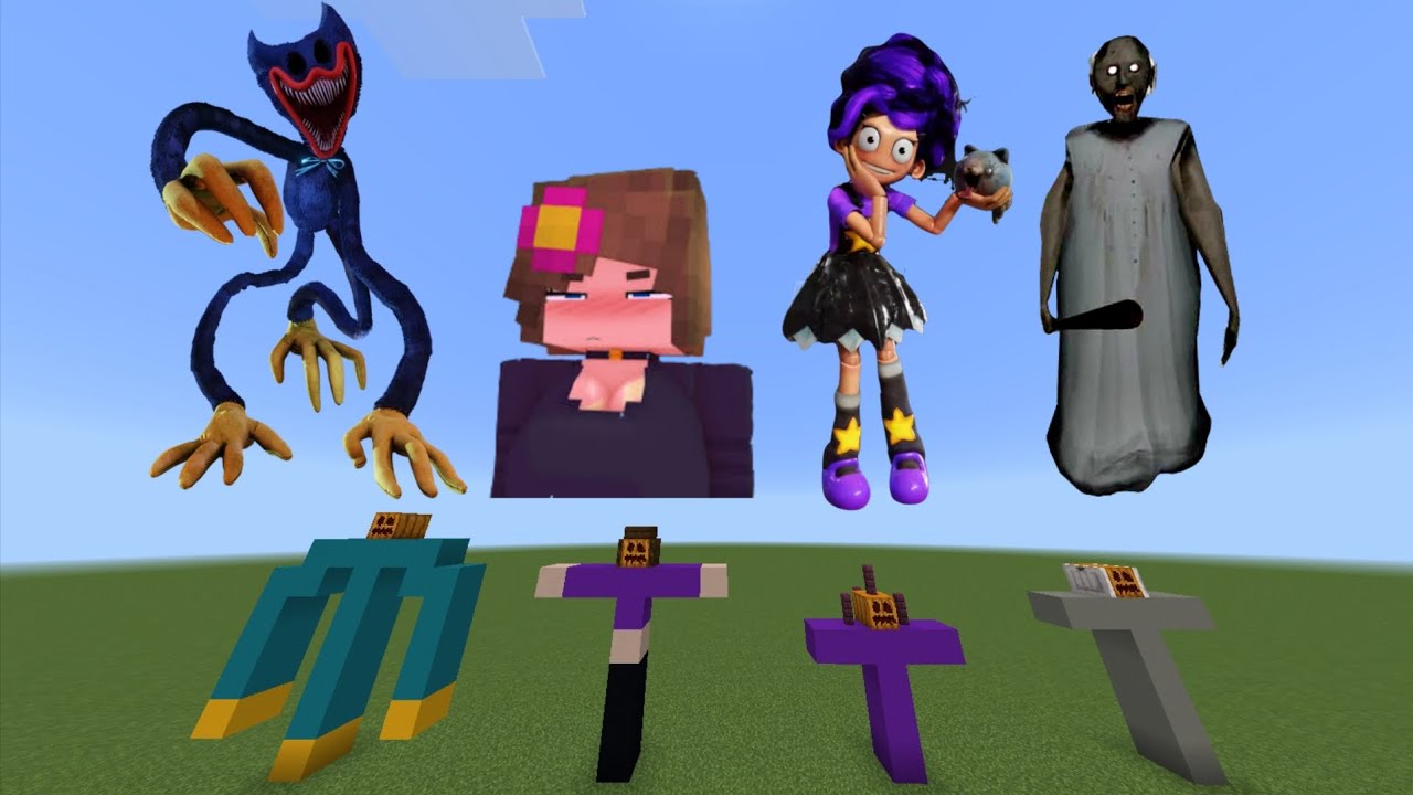 HUGI VAGI, JENNY, LILY, GRANNY IN MINECRAFT PE BEDROCK😱🤩