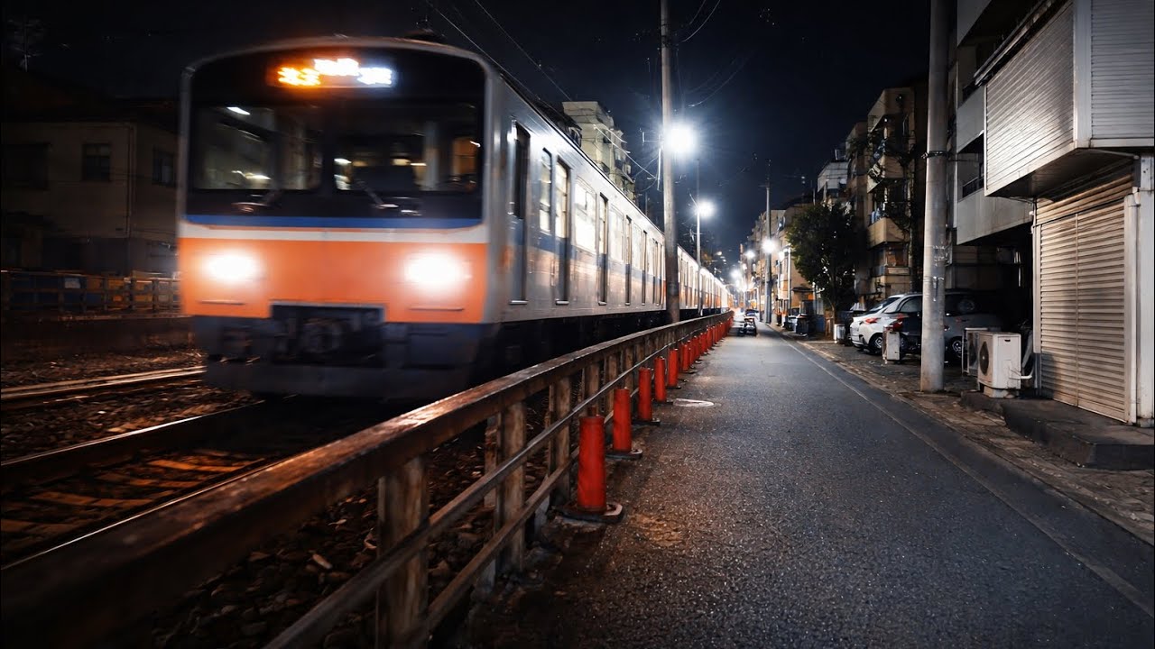 Quiet Night Walk Along Train Tracks in Tokyo | 4K