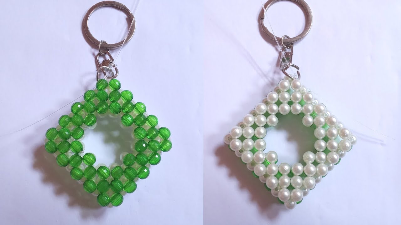 পুতির চাবির রিং/Beaded square key ring/পুঁতি দিয়ে চারকোনা চাবিররিং বানানো/Beaded keyring/পুতির কাজ