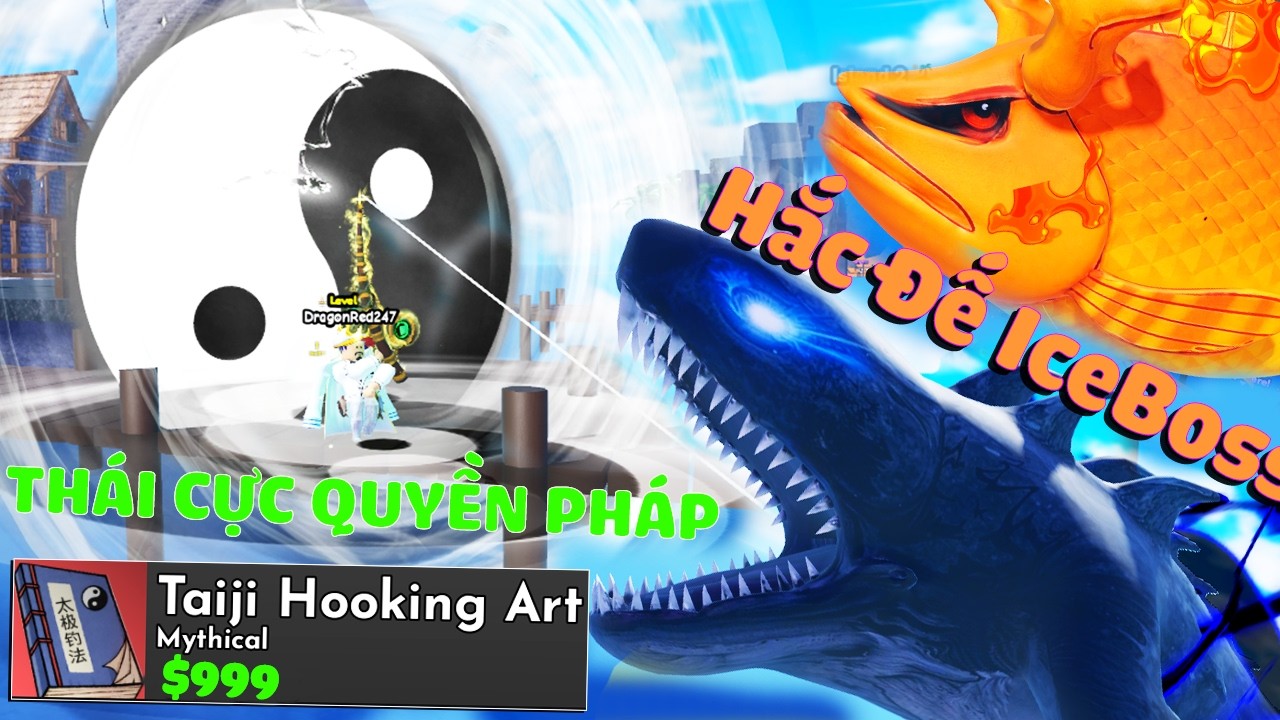 Roblox – Roll được Thái Cực Bát Quái chiêu hiếm xịn nhất! Câu Hắc Đế IceBoss cực dễ | Titan Fishing