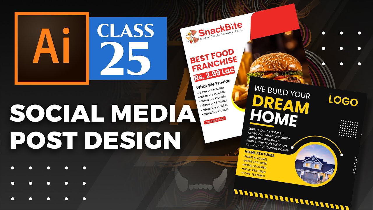 Adobe Illustrator Complete Tutorials in Hindi - Class 25 - Social Media Post Design