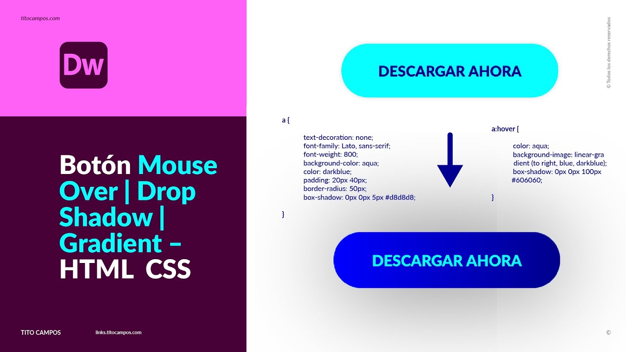 ¿Cómo crear Botón en HTML–CSS con Mouse Over utilizando Box-Shadow y Linear Gradient? – Paso a Paso.