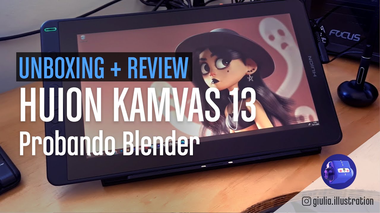 UNBOXING + REVIEW HUION KAMVAS 13 - Probando Blender