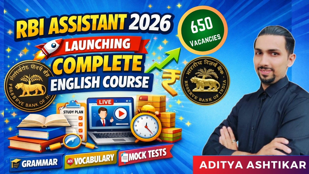 RBI Assistant 2026 | COMPLETE ENGLISH CRASH COURSE | Free YouTube Course Launch 🔥