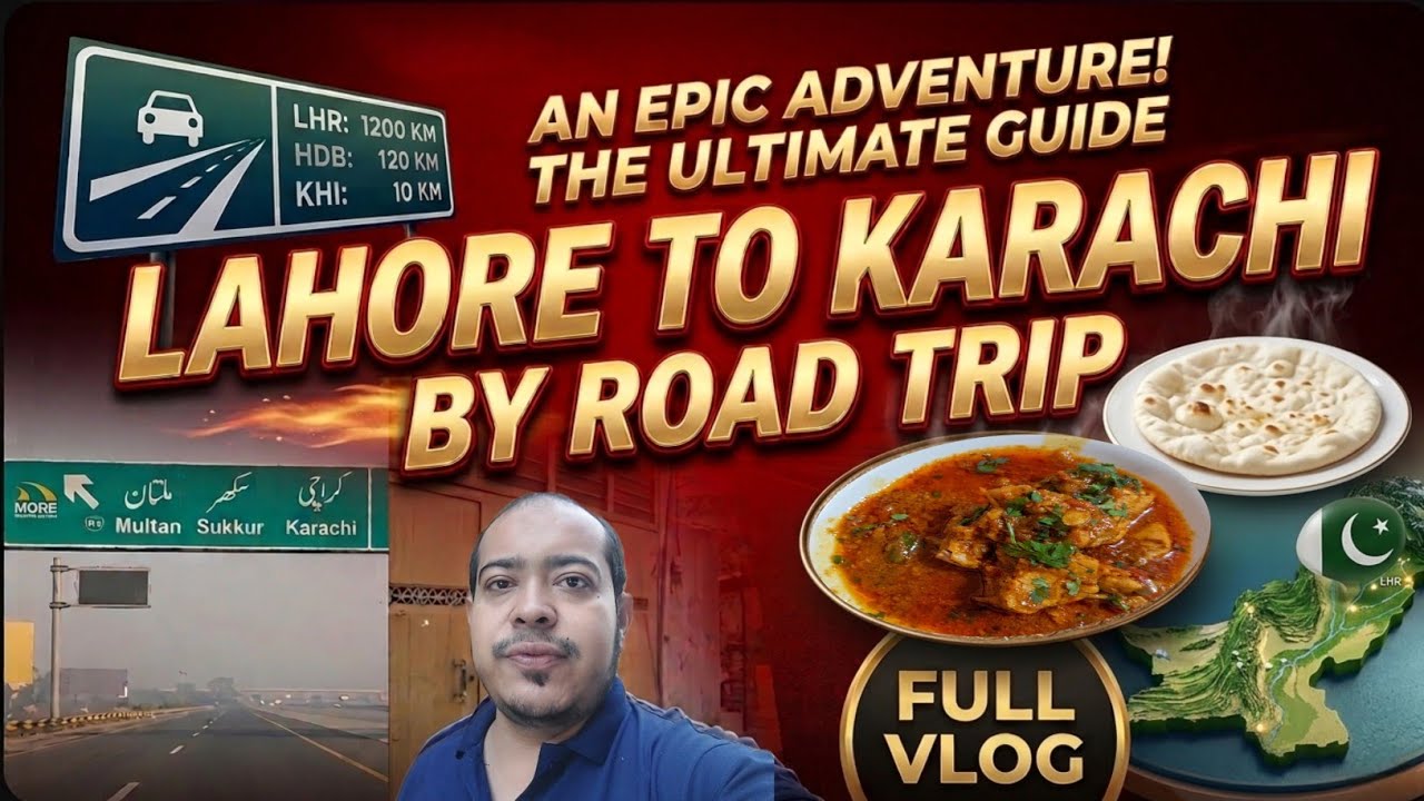 Lahore to Karachi Full Road Trip | Amazing Day & Night Travel, Delicious Food & Peaceful Journey 