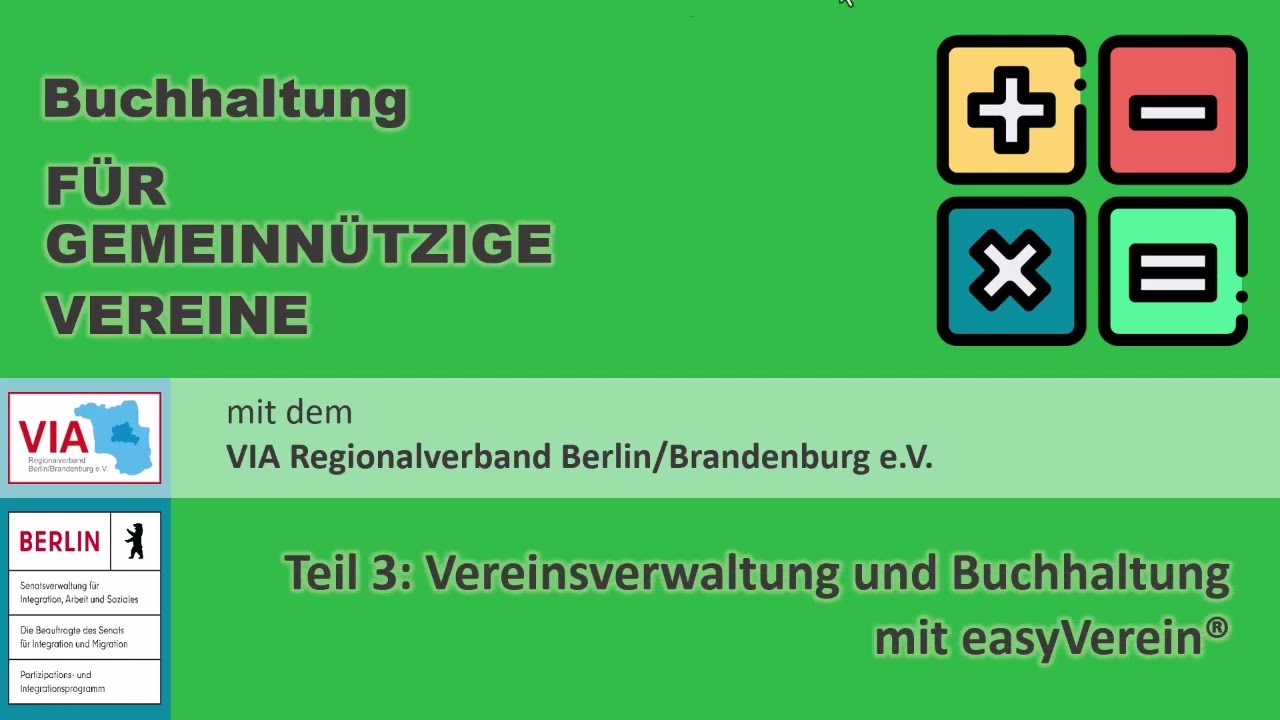 Buchhaltung für kleine Vereine (3): Buchhaltung mit easyVerein