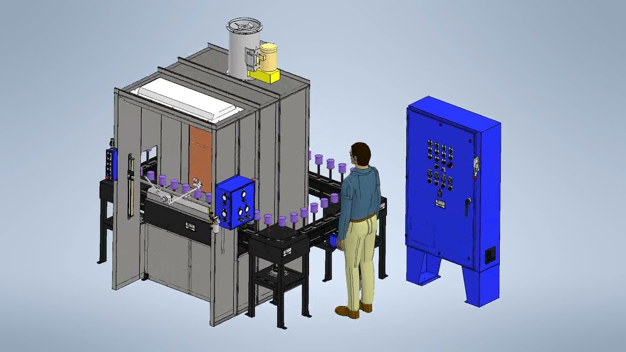Chain-On-Edge Conveyor Painting System with Single Spray Booth