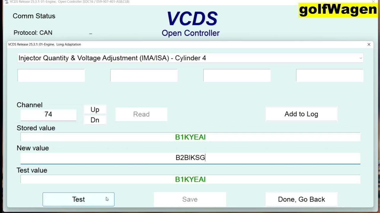 Audi A6 3.0TDI Injector coding