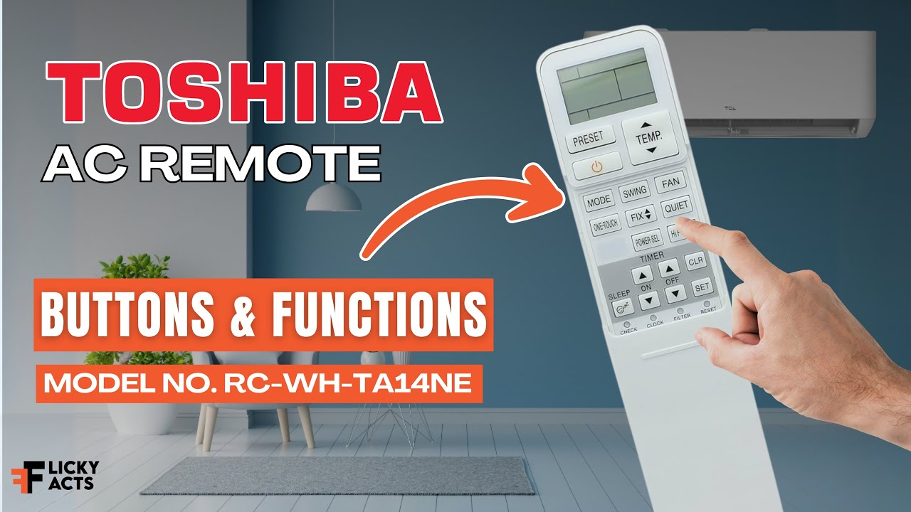 Кнопки и функции пульта дистанционного управления Toshiba AC (модель: RC-WH-TA14NE) | Руководство...