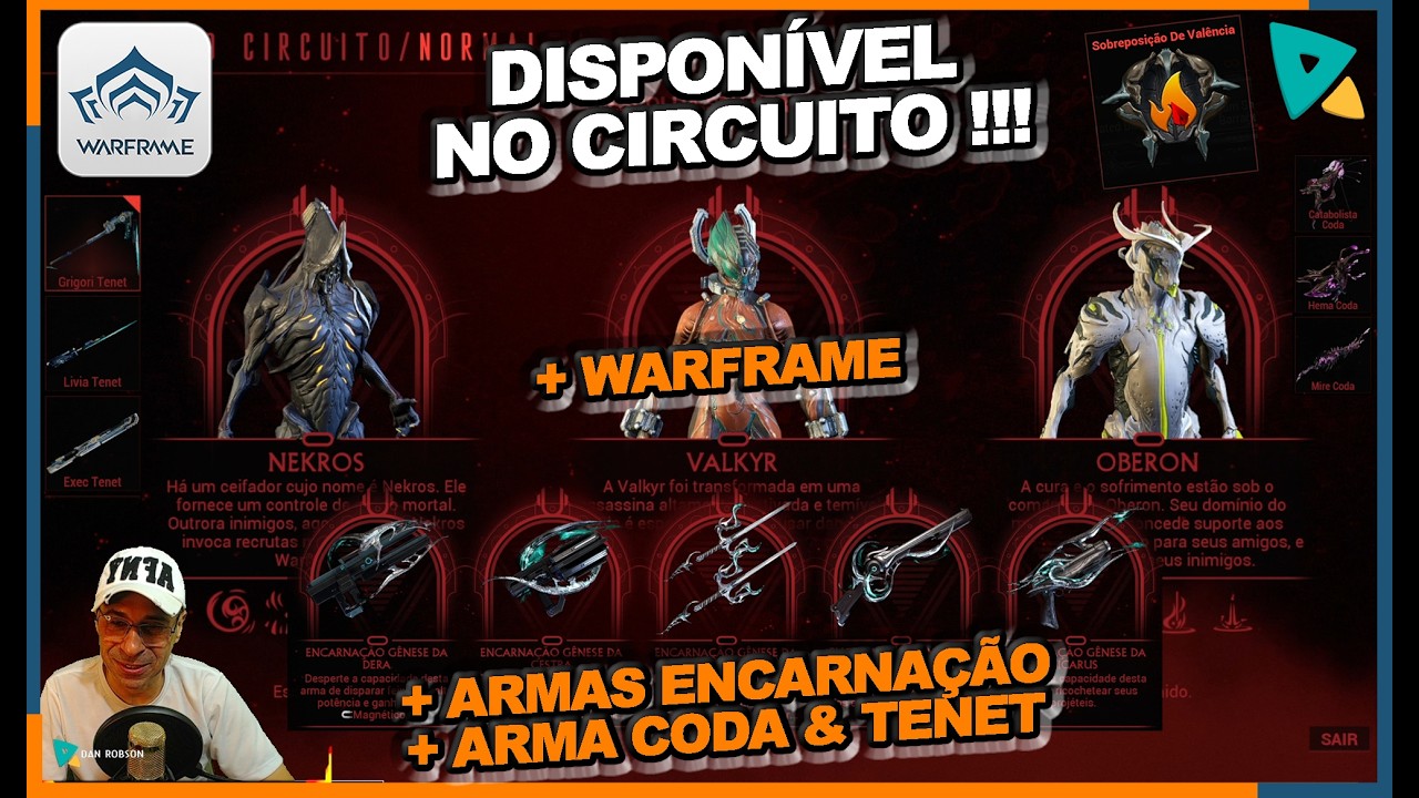 #warframe  - Disponível essa semana - Nekros - Valkyr - Oberon + Armas Encarnadas + Coda e Tenet